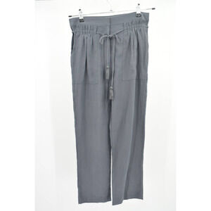 Storia Paper Bag Tie Waist Pants Womens M Gray Wide Leg